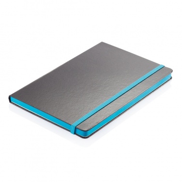 Logo trade promotional giveaways image of: Deluxe hardcover A5 notebook with coloured side