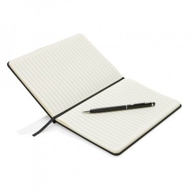 Logo trade business gifts image of: Standard hardcover PU A5 notebook with stylus pen
