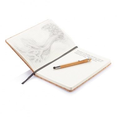 Logo trade advertising products image of: A5 notebook with bamboo pen including stylus