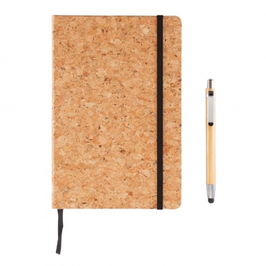 Logotrade promotional giveaway picture of: A5 notebook with bamboo pen including stylus