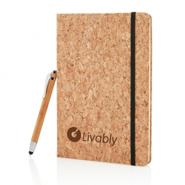 Logotrade promotional giveaways photo of: A5 notebook with bamboo pen including stylus