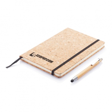 Logotrade promotional giveaway image of: A5 notebook with bamboo pen including stylus