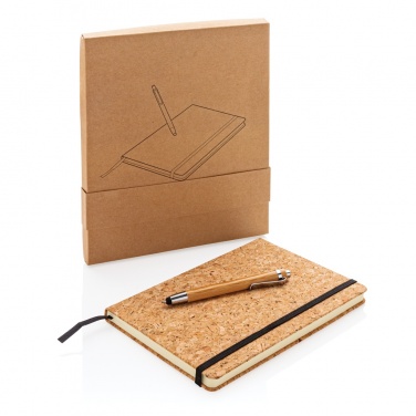 Logo trade advertising product photo of: A5 notebook with bamboo pen including stylus
