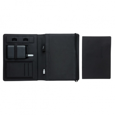 Logo trade promotional giveaways image of: Air 5W wireless charging notebook with 5000mAh powerbank