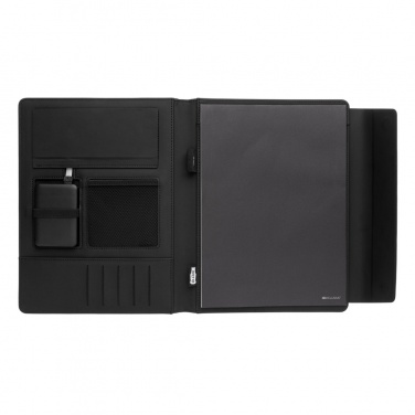 Logo trade promotional merchandise picture of: Fiko 5W wireless charging portfolio A4 with powerbank