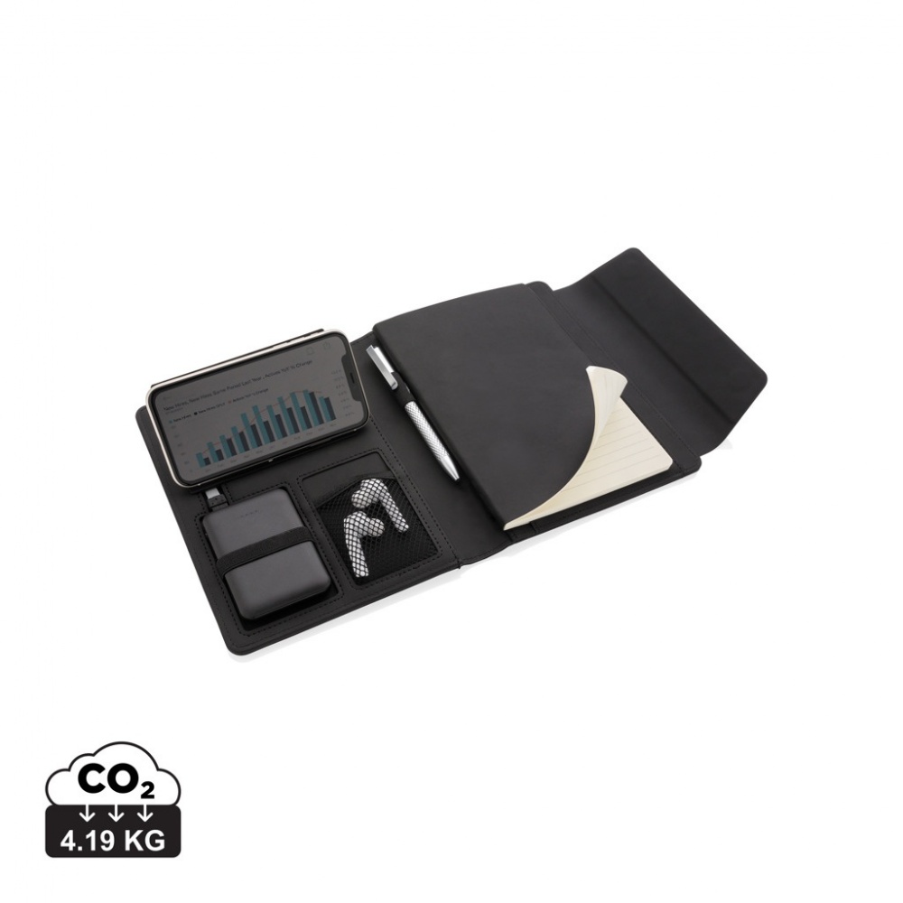 Logotrade promotional item image of: Fiko wireless charging A5 portfolio with powerbank