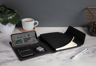 Logo trade advertising products image of: Fiko wireless charging A5 portfolio with powerbank