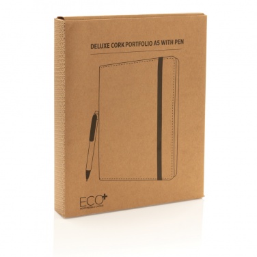 Logo trade promotional giveaways picture of: Deluxe cork portfolio A5 with pen