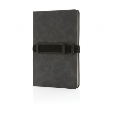 Logotrade promotional merchandise image of: Deluxe hardcover PU notebook A5 with phone and pen holder