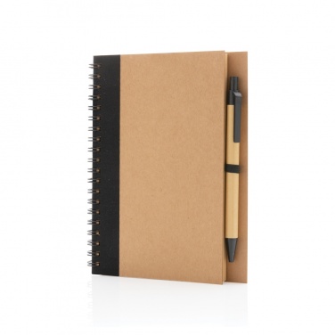 Logotrade corporate gift image of: Kraft spiral notebook with pen