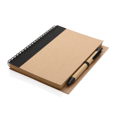 Logo trade promotional giveaways picture of: Kraft spiral notebook with pen