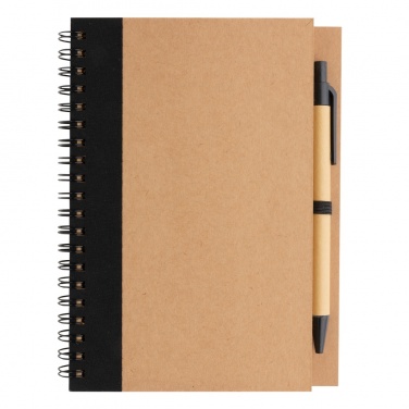 Logo trade promotional giveaways image of: Kraft spiral notebook with pen