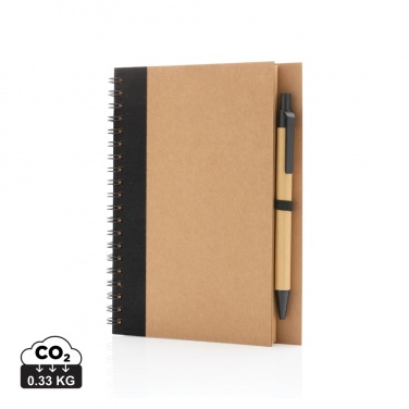 Logo trade promotional products image of: Kraft spiral notebook with pen