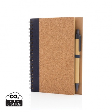Logo trade promotional merchandise picture of: Cork spiral notebook with pen