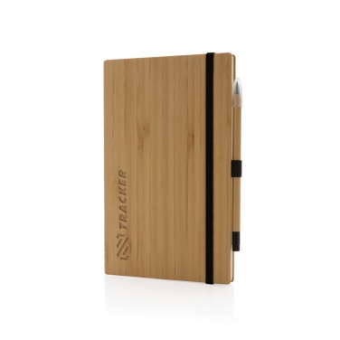 Logo trade promotional giveaway photo of: Bamboo notebook and infinity pencil set