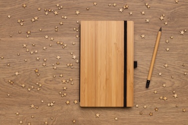 Logo trade corporate gifts picture of: Bamboo notebook and infinity pencil set