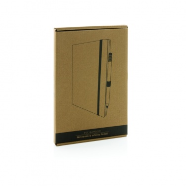 Logo trade promotional merchandise picture of: Bamboo notebook and infinity pencil set