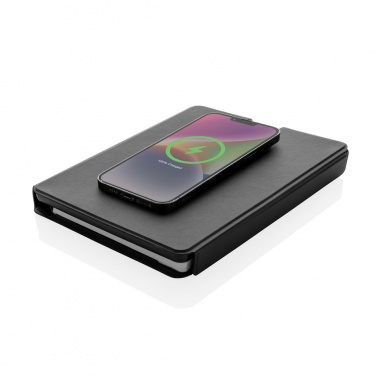 Logo trade corporate gifts picture of: Swiss Peak RCS rePU notebook with 2-in-1 wireless charger