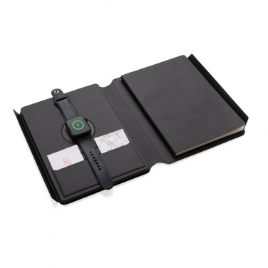 Logotrade promotional product picture of: Swiss Peak RCS rePU notebook with 2-in-1 wireless charger
