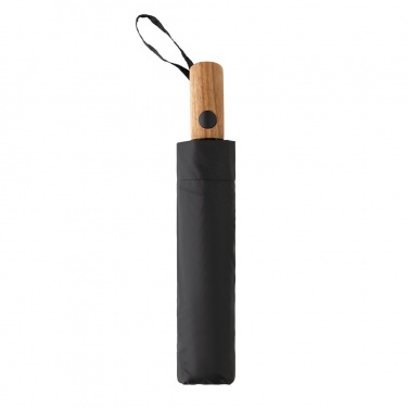 Logotrade corporate gift picture of: Kaycey 21" AWARE™ RPET Acacia wood mini auto open umbrella