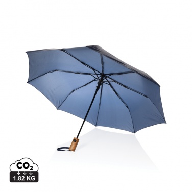 Logotrade promotional merchandise image of: Kaycey 21" AWARE™ RPET Acacia wood mini auto open umbrella