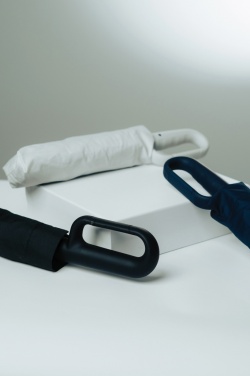 Logo trade corporate gift photo of: Yara 21" AWARE™ RPET solid colour umbrella with carabiner