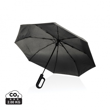 Logo trade corporate gift photo of: Yara 21" AWARE™ RPET solid colour umbrella with carabiner