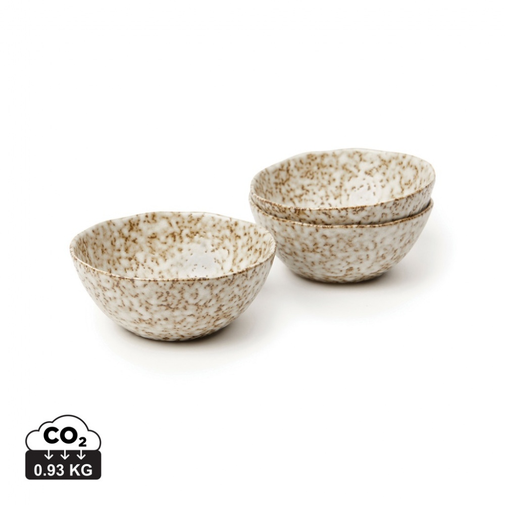 Logo trade business gift photo of: VINGA Nuvem stoneware mini bowl, 3 pcs set