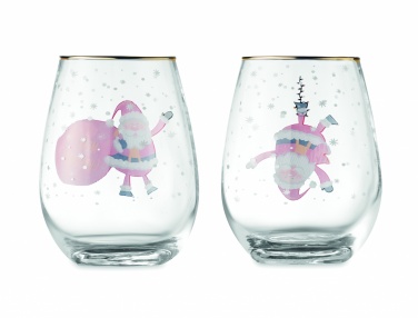Logo trade business gifts image of: Set of 2 Christmas glasses