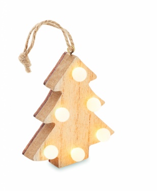 Logo trade business gift photo of: Wooden weed tree with lights