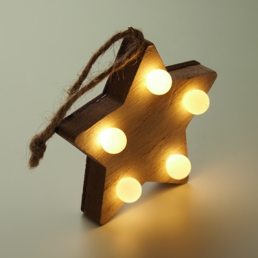 Logo trade promotional items picture of: Wooden weed star with lights