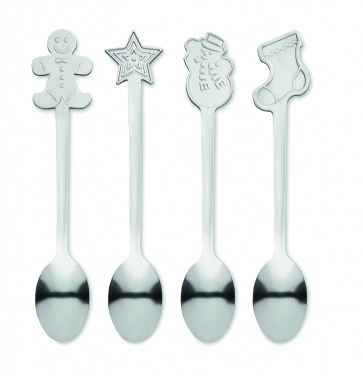 Logo trade business gift photo of: Set of 4 Christmas tea spoon