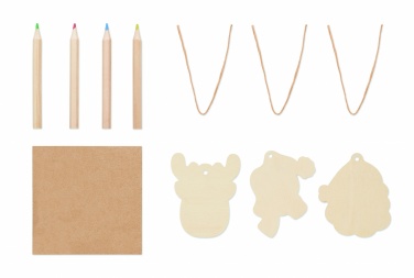 Logotrade promotional item picture of: Drawing wooden ornaments set