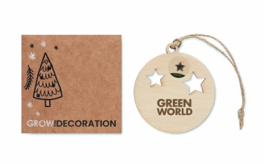 Logo trade business gifts image of: Wooden bauble shape hanger