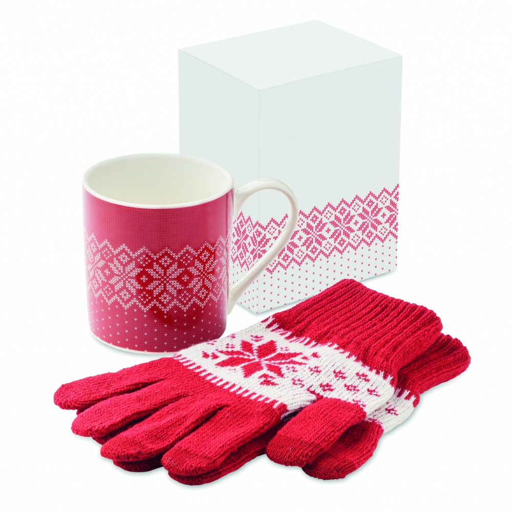 Logotrade promotional merchandise picture of: Winter gift mug and gloves set