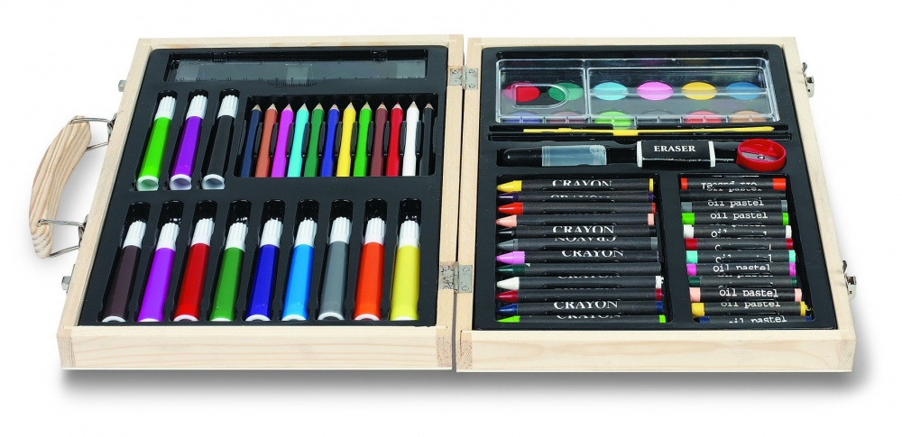 Logotrade advertising products photo of: Artist's set in wooden box