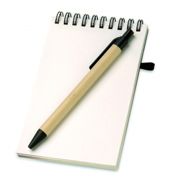 Logotrade promotional item picture of: A6 recycled notepad with pen