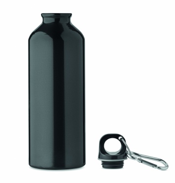 Logo trade advertising product photo of: 500 ml single-walled water bottle made of recycled aluminum with a carabiner