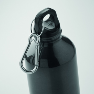 Logotrade promotional item image of: 500 ml single-walled water bottle made of recycled aluminum with a carabiner