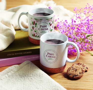 Logo trade promotional items image of: Ceramic cork mug 280 ml