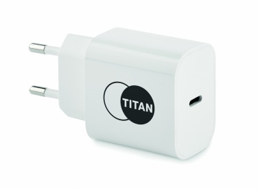 Logo trade promotional merchandise image of: 20W 2 port USB charger EU plug