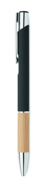 Logo trade business gifts image of: Ballpoint pen made of aluminum with a bamboo grip