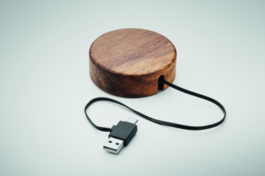 Logo trade corporate gift photo of: Wireless charger in acacia 15W