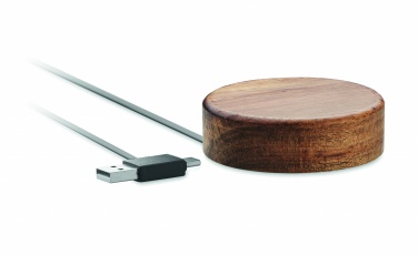 Logo trade business gift photo of: Wireless charger in acacia 15W
