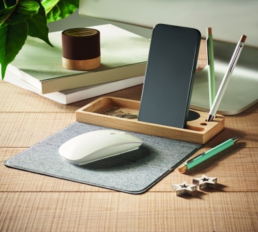 Logo trade promotional gifts image of: Wireless charger in bamboo 15W