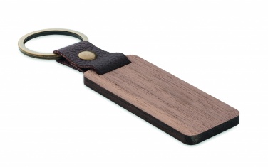 Logotrade promotional product image of: Key ring in walnut and PU Kokkola