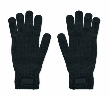 Logo trade promotional giveaways image of: Knitted gloves in RPET
