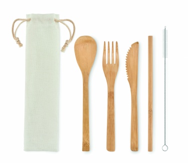 Logo trade promotional items image of: Bamboo cutlery with straw
