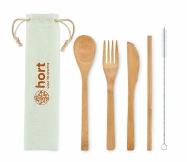 Logo trade business gift photo of: Bamboo cutlery with straw