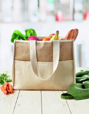 Logo trade promotional products image of: Jute and canvas cooler bag